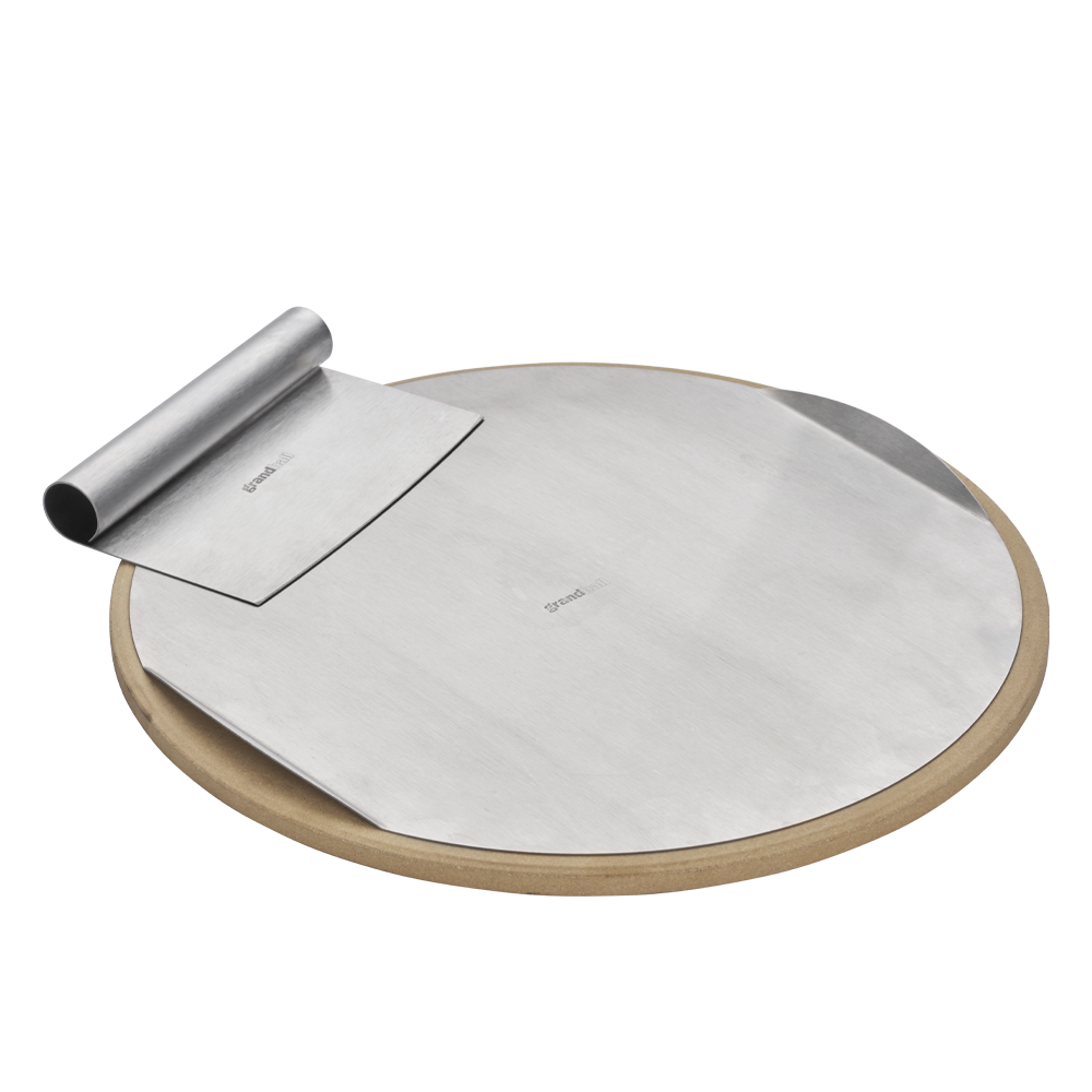 Grandhall Pizzastein, Servierplatte und Pizzaschneider