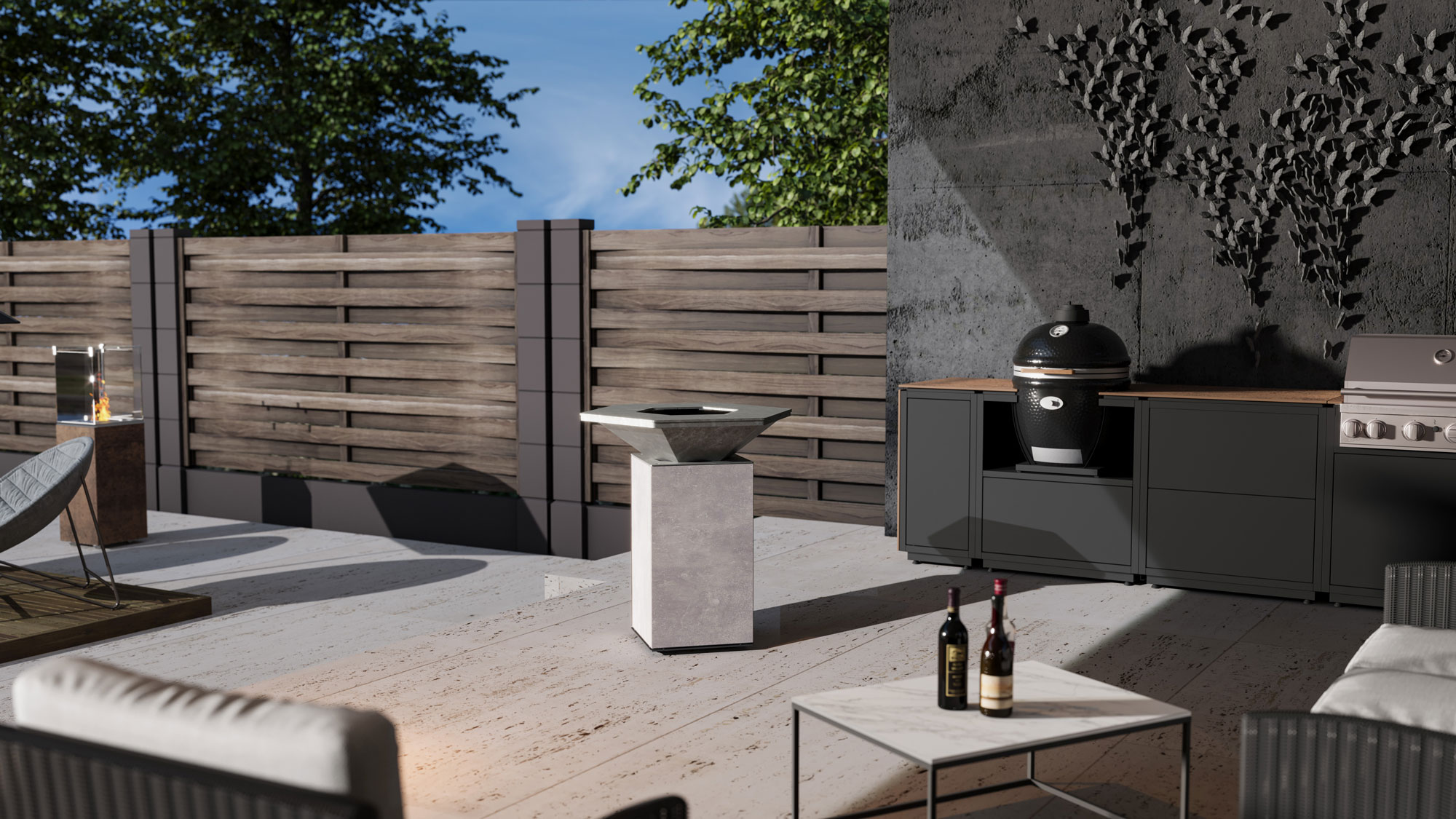 CB Plancha Außenküche – integrierte Feuerplatte mit Sinterkeramik New York New York, Made in Germany