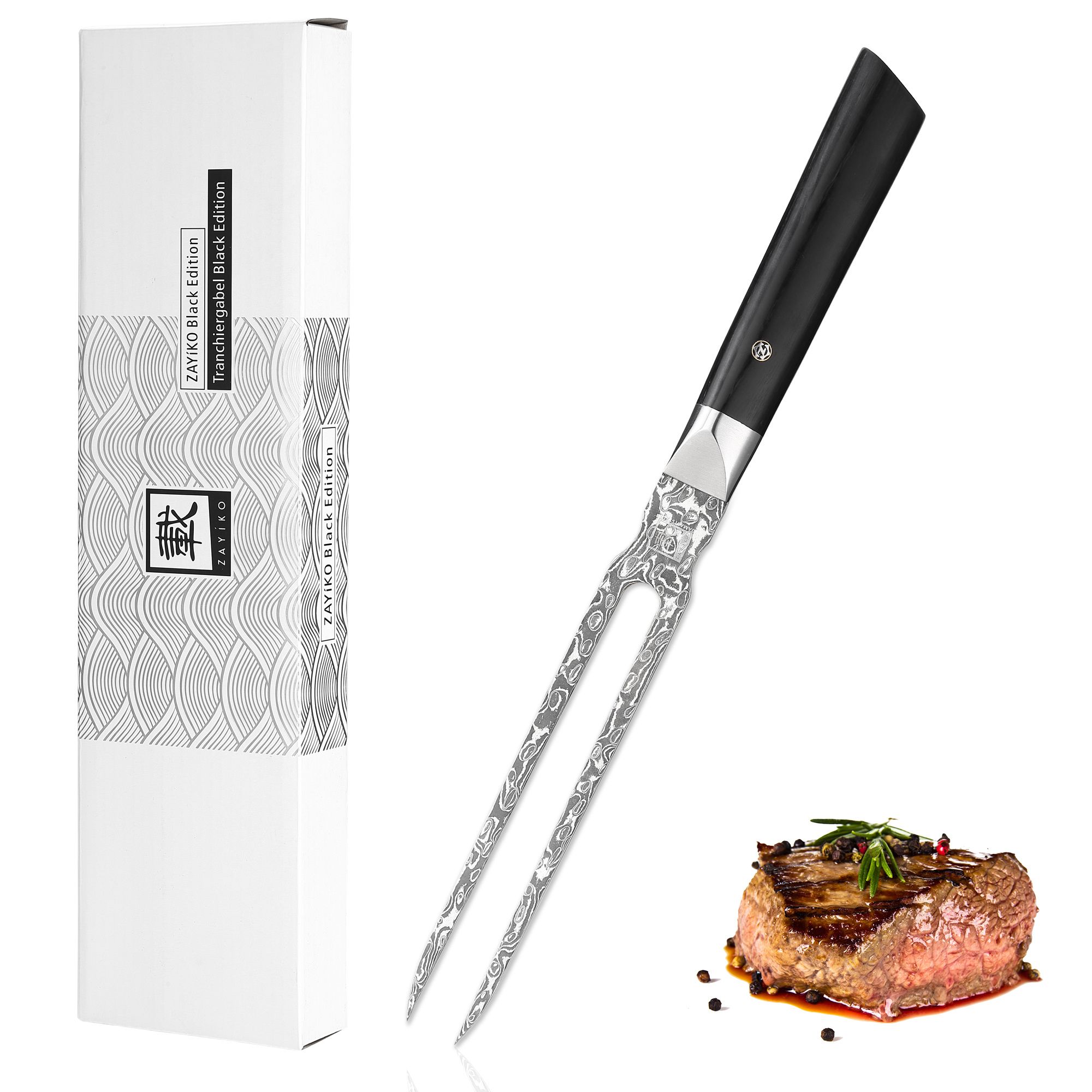 Zayiko Black Edition Tranchiergabel – 18 cm Damastklinge