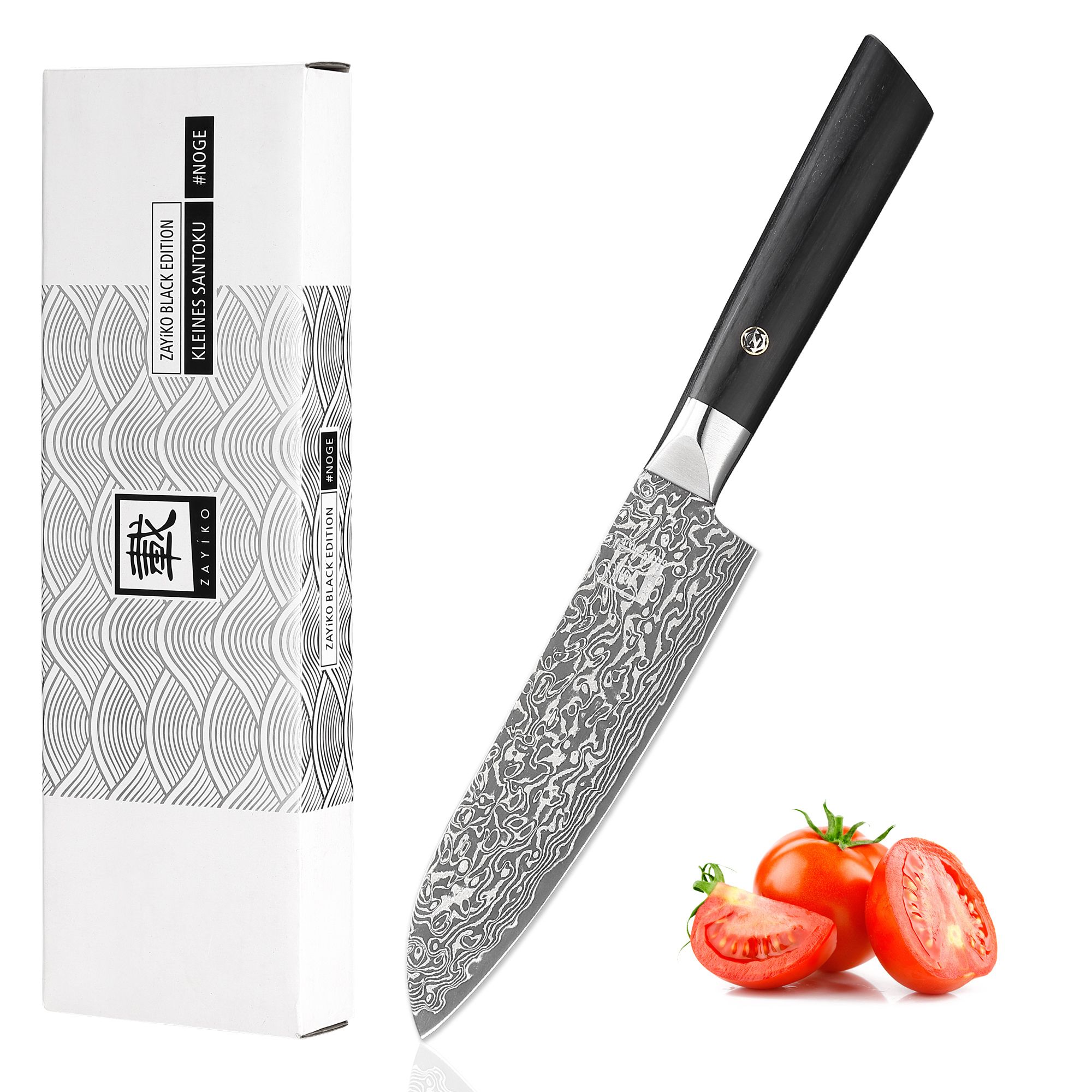 Zayiko Black Edition Santoku Messer – 13 cm Damastklinge