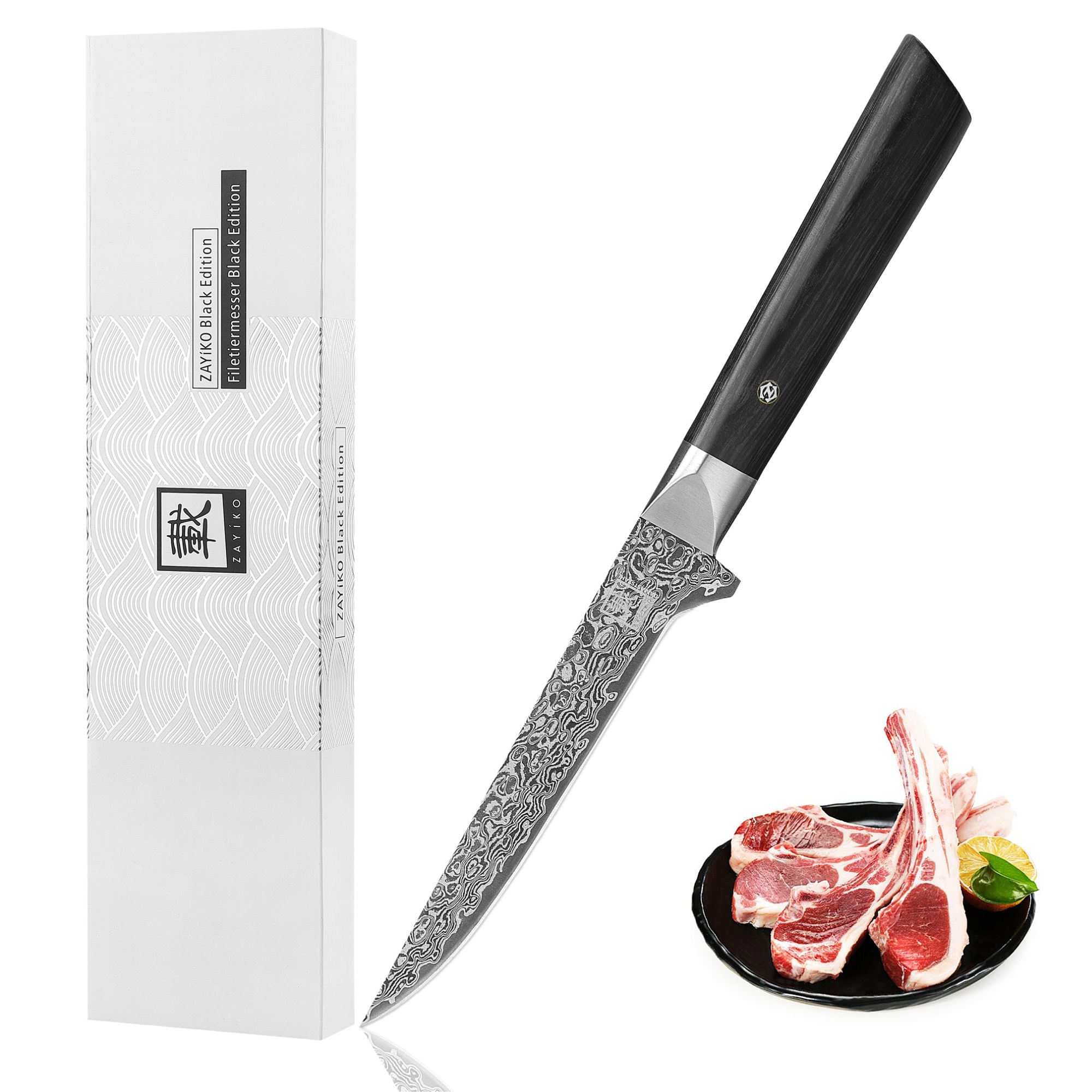 Zayiko Black Edition Ausbeinmesser – 15 cm Damastklinge