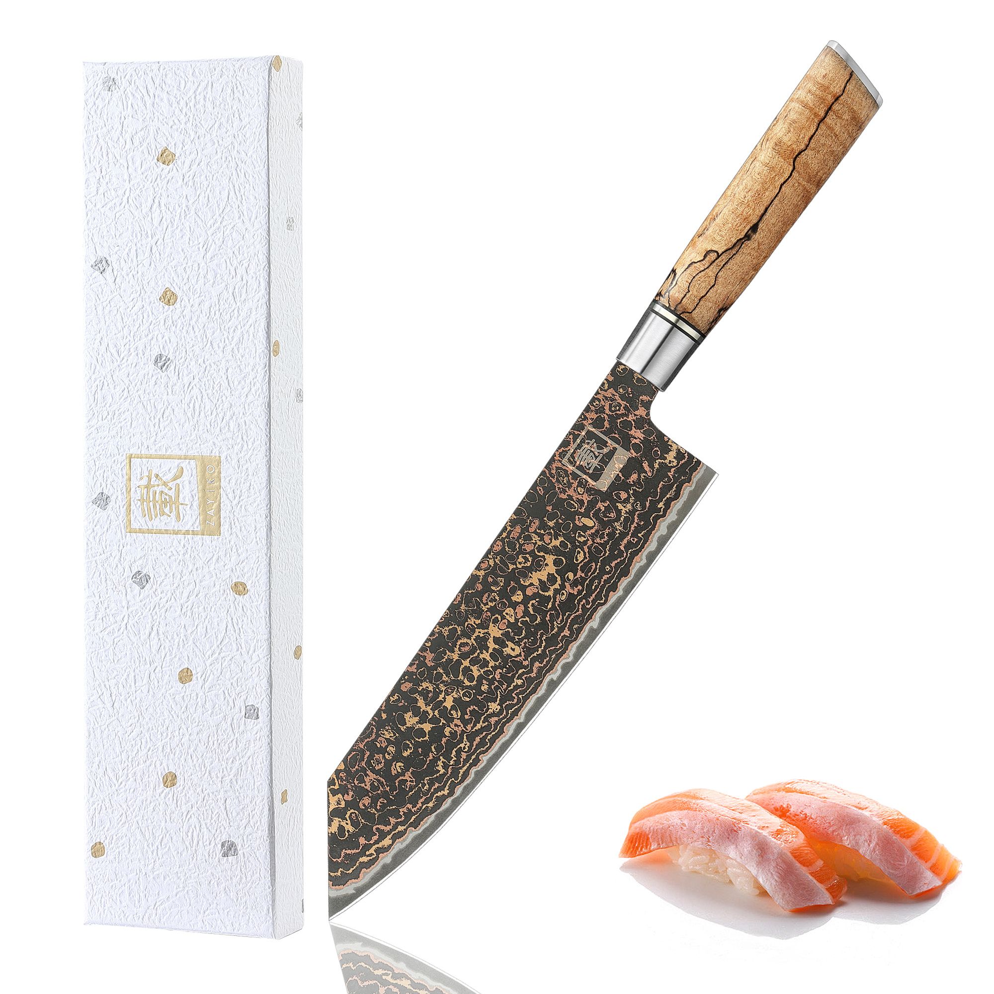 Zayiko BlackMagma Kiritsuke – 21 cm Damastklinge