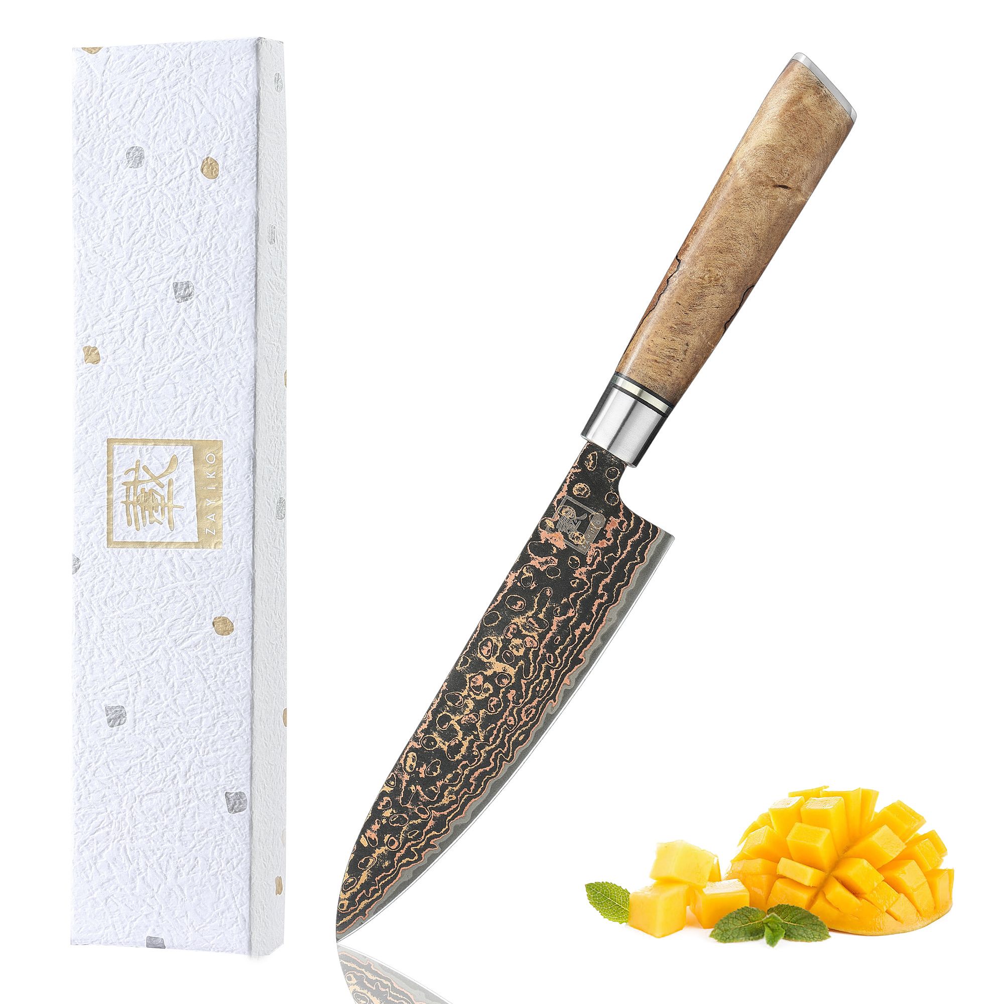 Zayiko BlackMagma Allzweckmesser – 14 cm Damastklinge