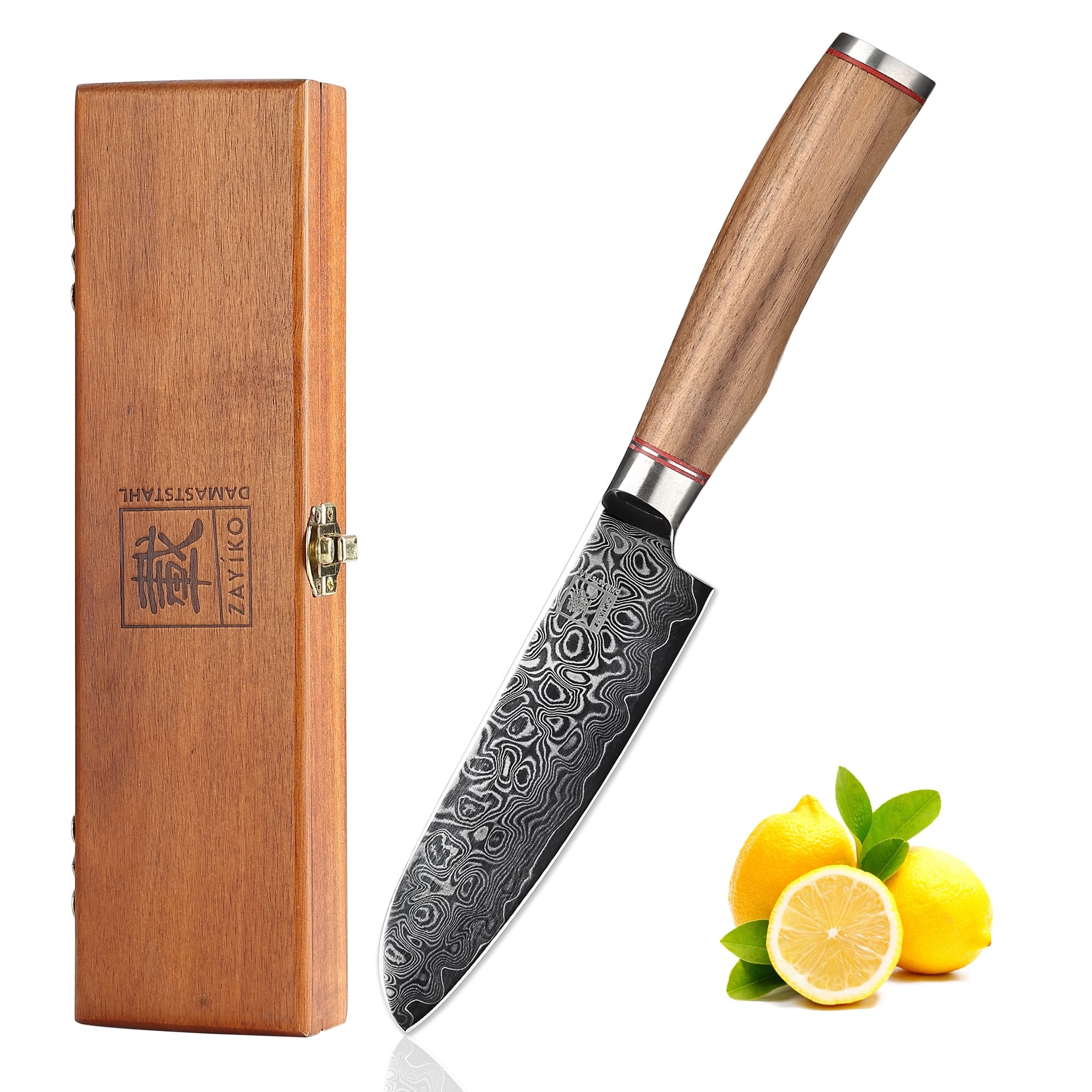 Zayiko Kurumi kleines Santokumesser - 12 cm Damastklinge