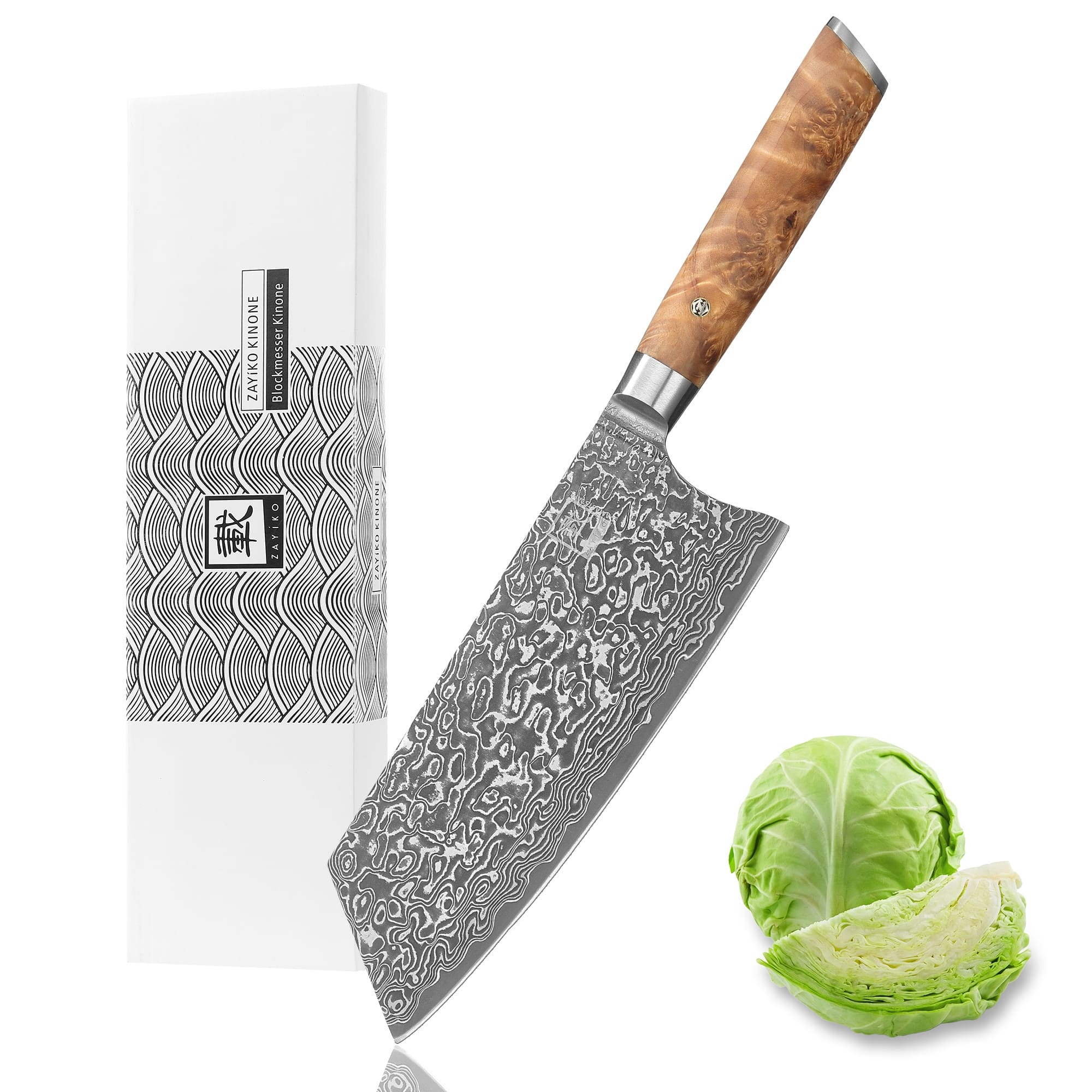 Zayiko Kinone Blockmesser Kiritsuke – 20 cm Damastklinge