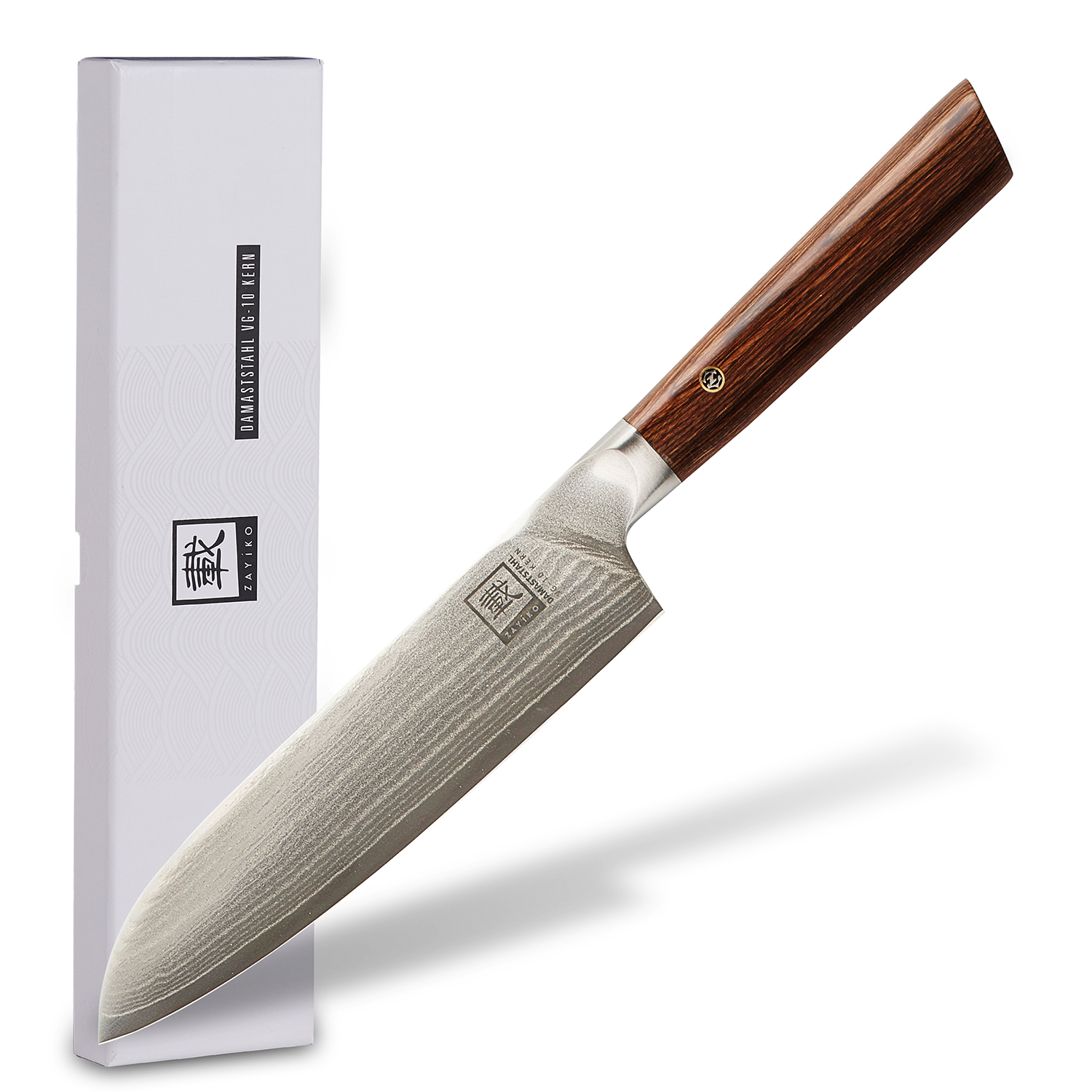 Zayiko Kasshoku Santokumesser – 17 cm Damastklinge