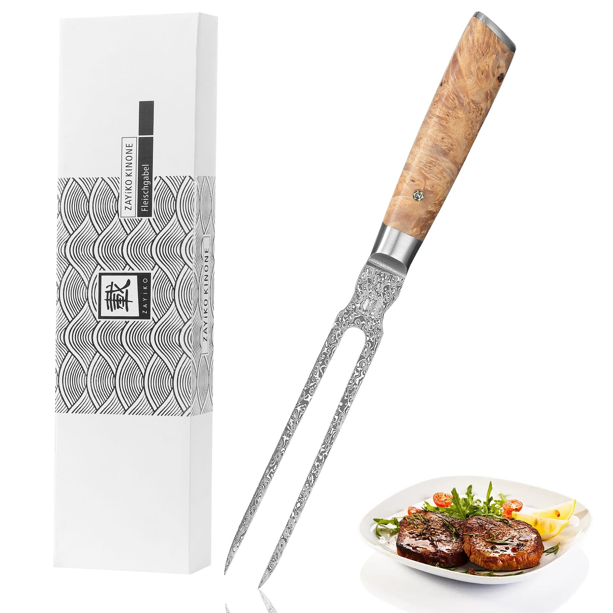 Zayiko Kinone Tranchiergabel – 18 cm Damastklinge