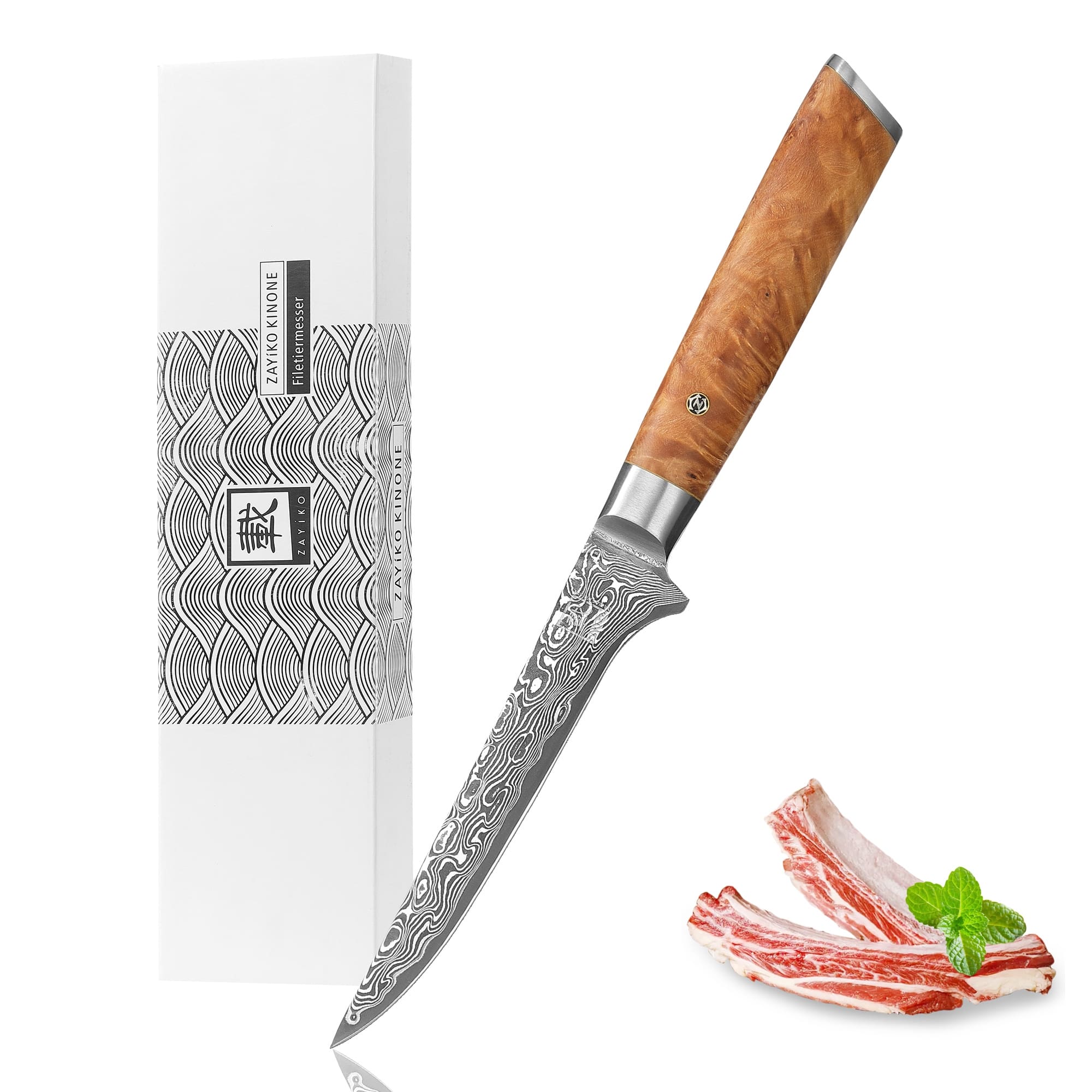 Zayiko Kinone Ausbein- und Filetiermesser – 16 cm Damastklinge