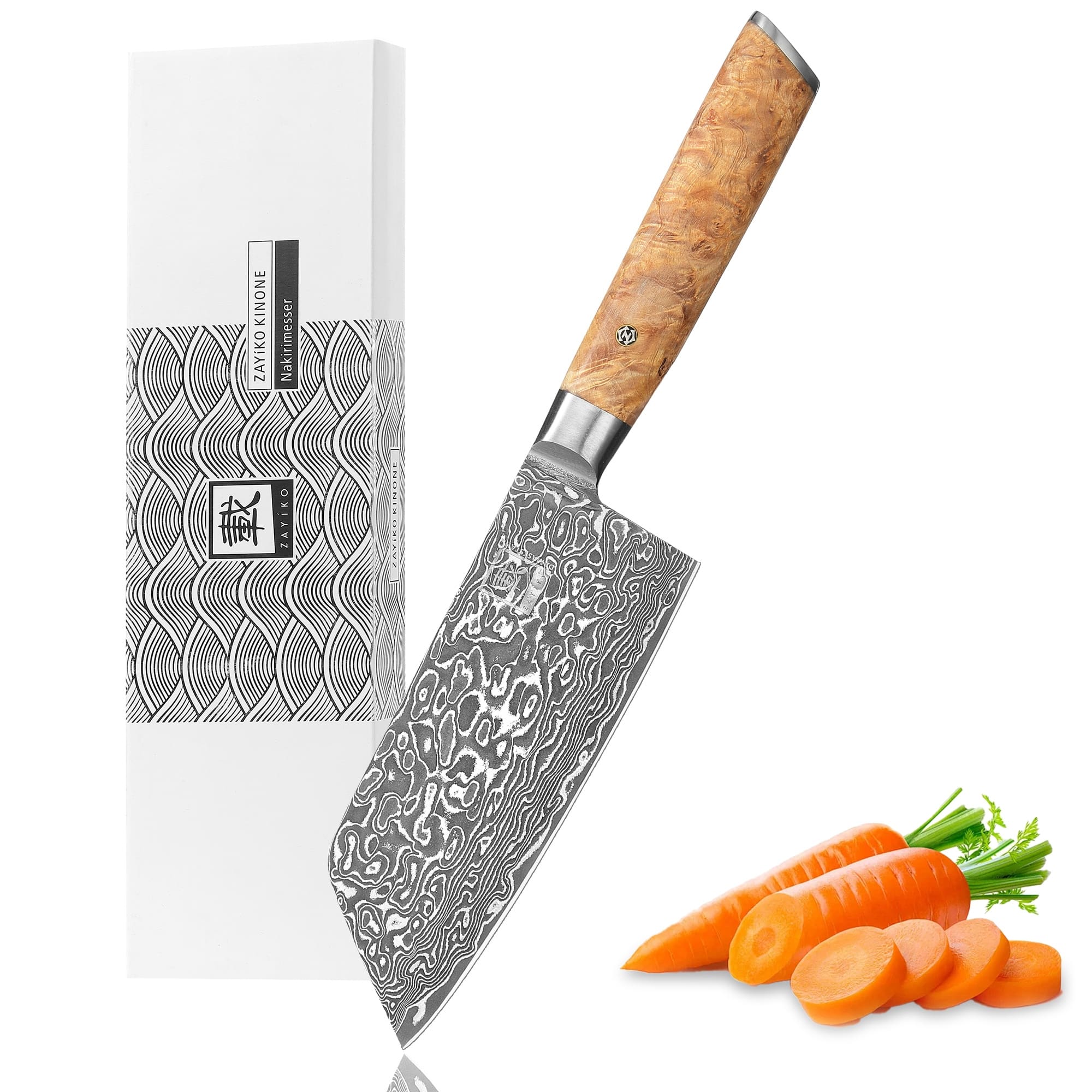 Zayiko Kinone Nakiri Messer – 16 cm Damastklinge