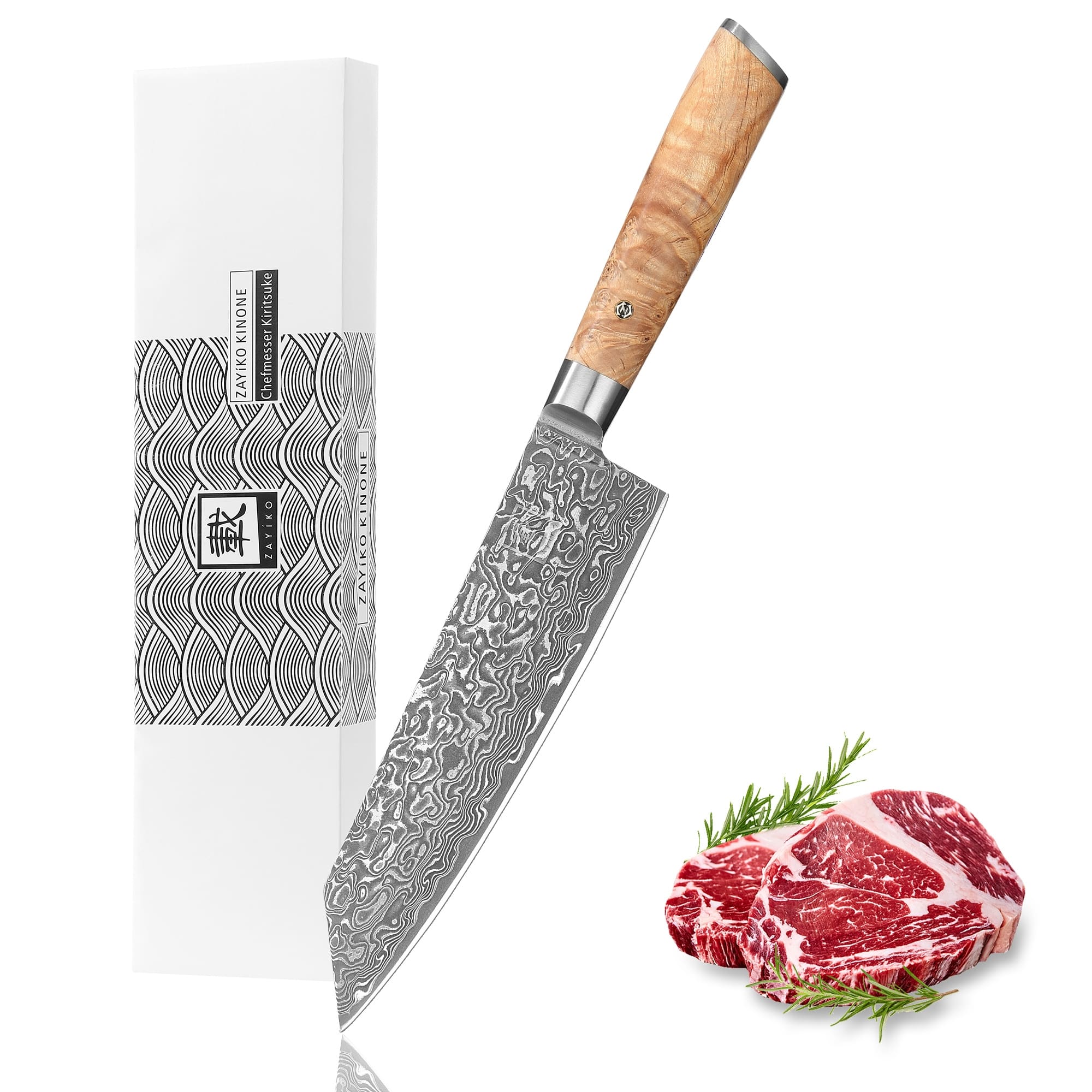 Zayiko Kinone Chefmesser Kiritsuke – 20 cm Damastklinge