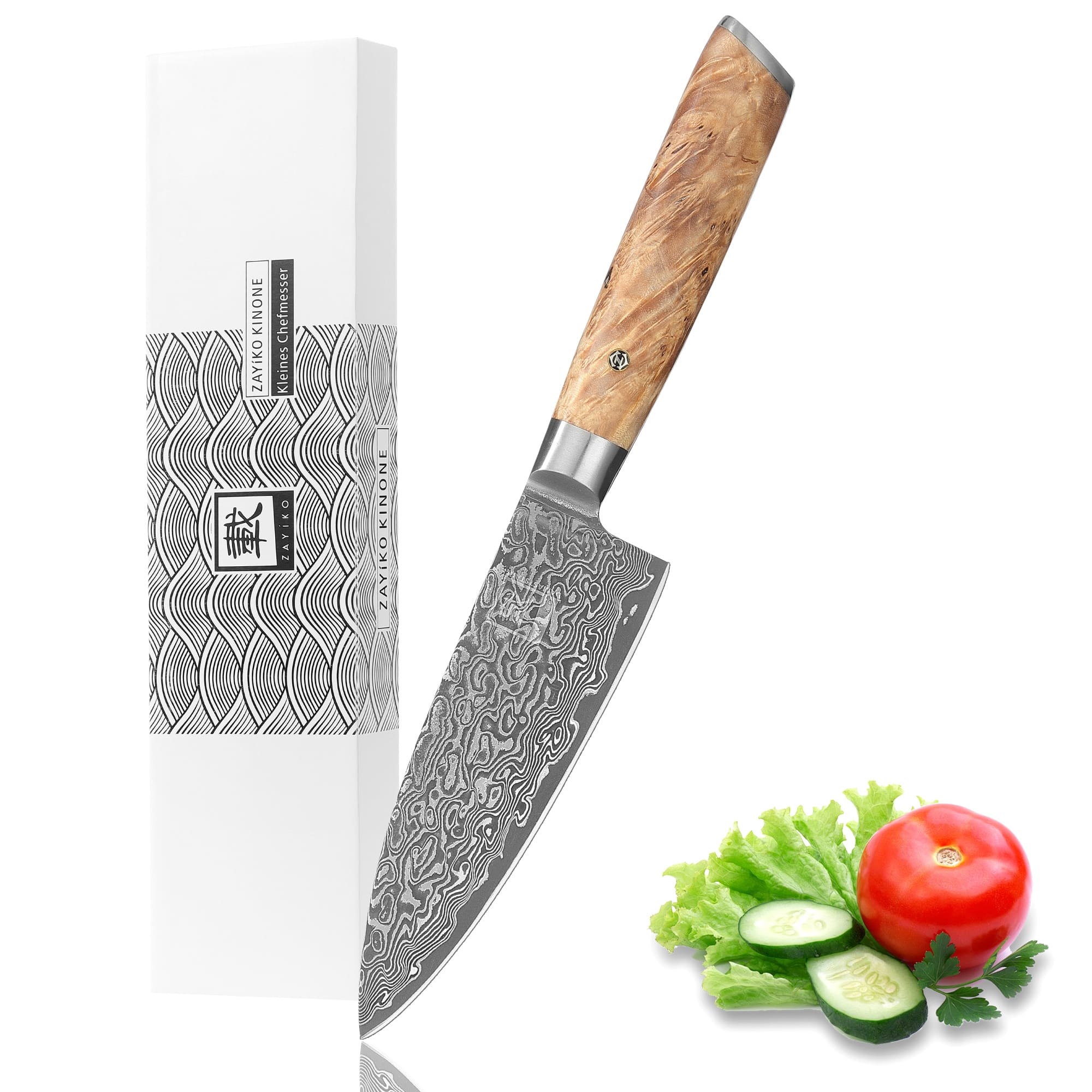 Zayiko Kinone Kleines Chefmesser – 16 cm Damastklinge