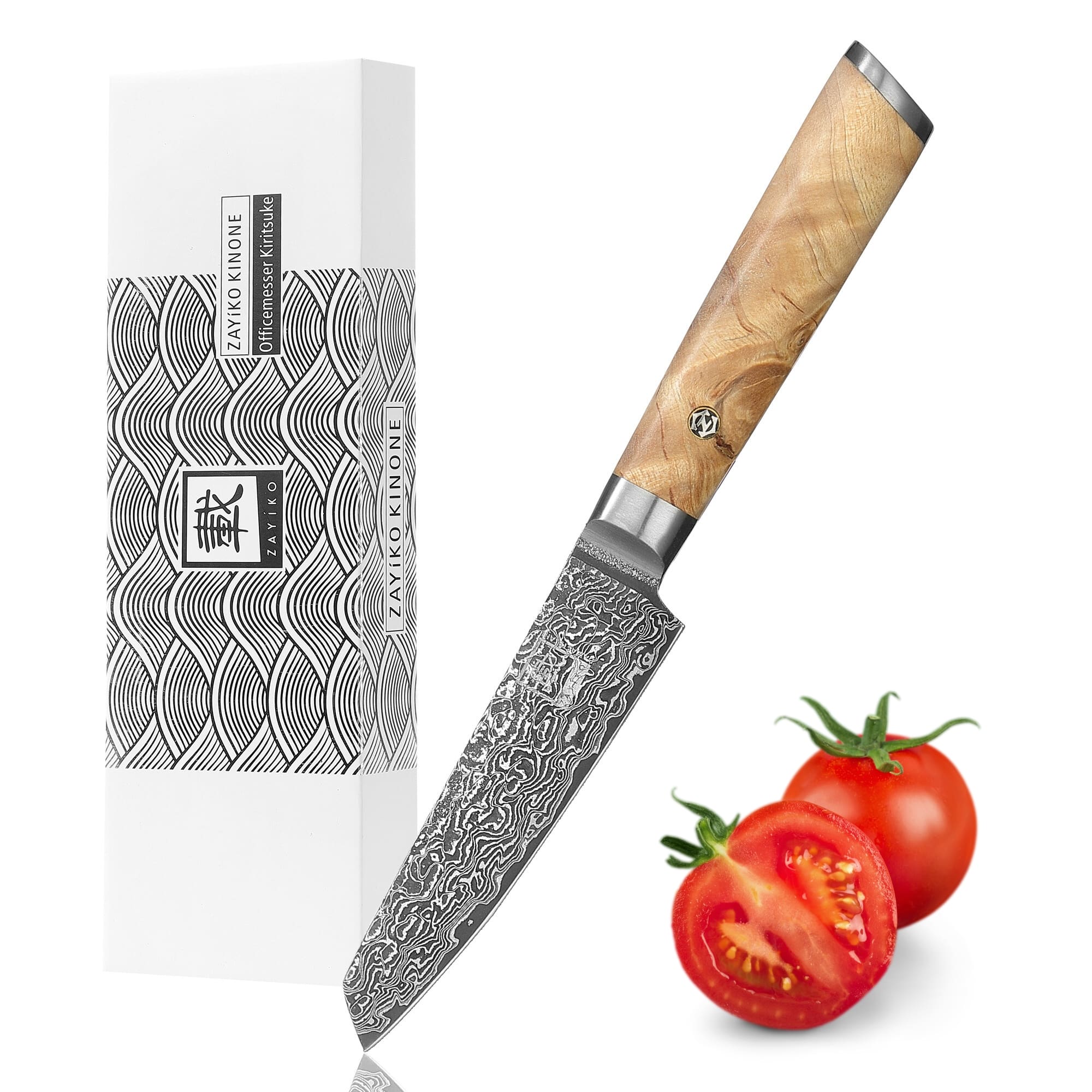 Zayiko Kinone Officemesser Mukimono – 10 cm Damastklinge