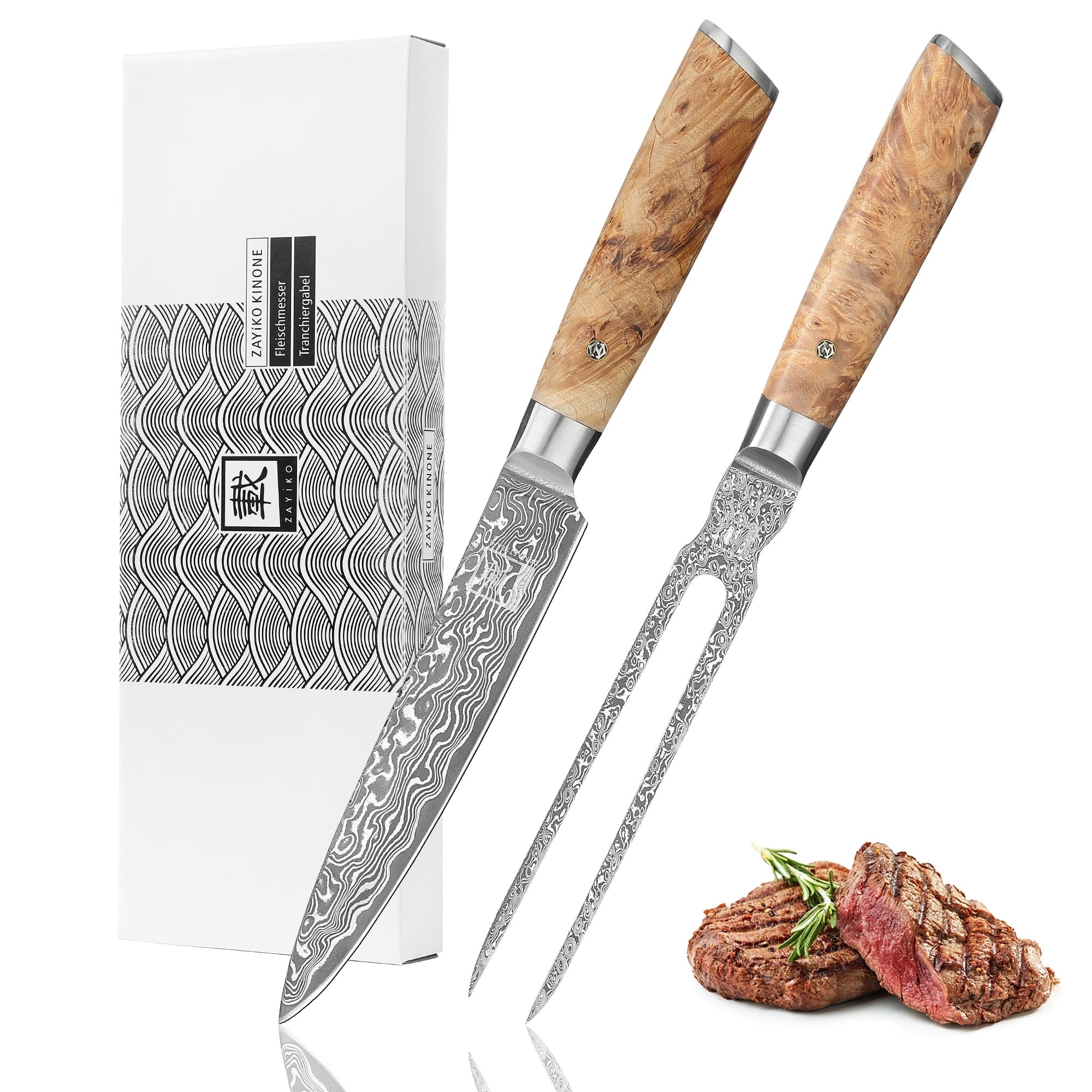 Zayiko Kinone 2er Tranchier-Set – 17–18 cm Damastklingen