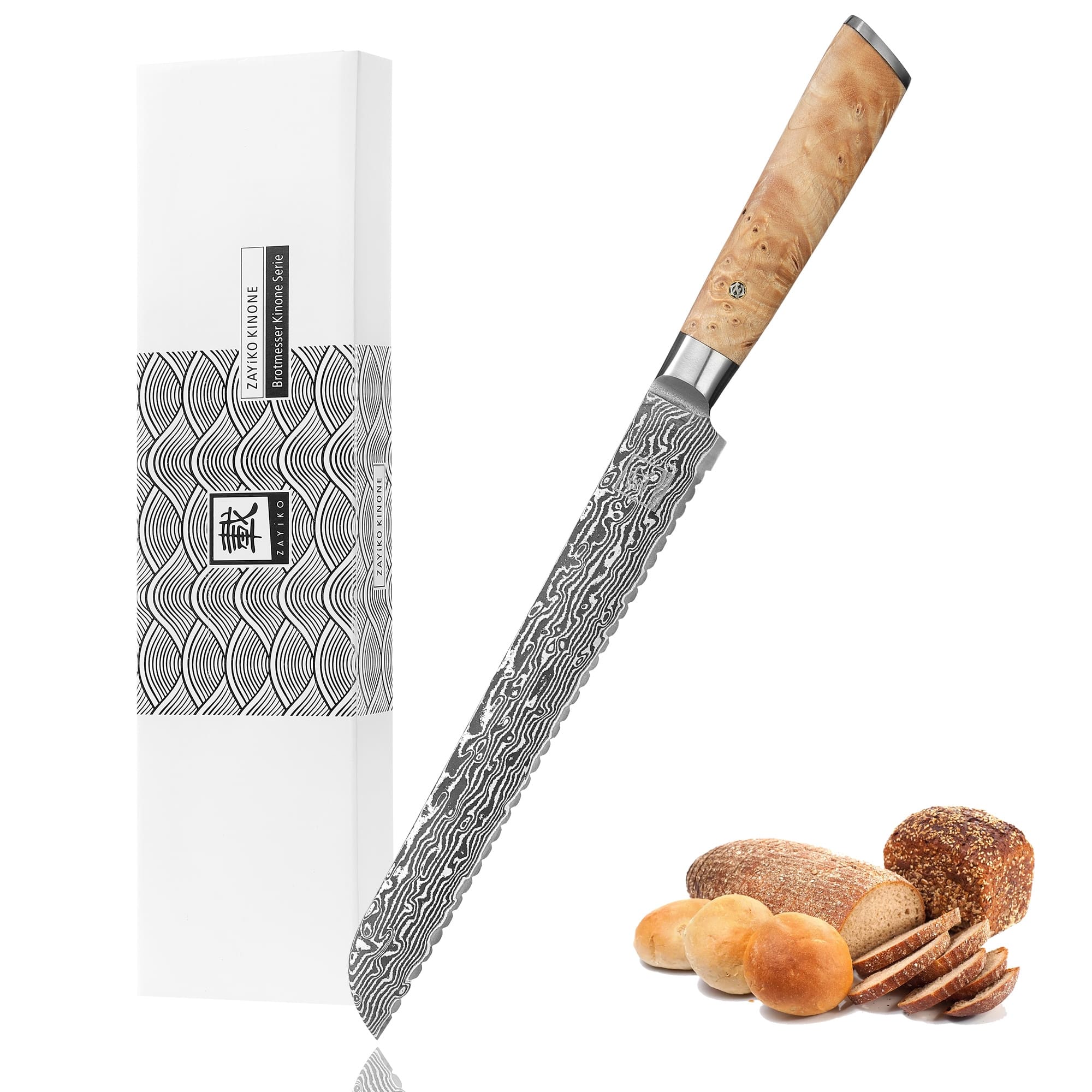Zayiko Kinone Brotmesser – 23 cm Damastklinge
