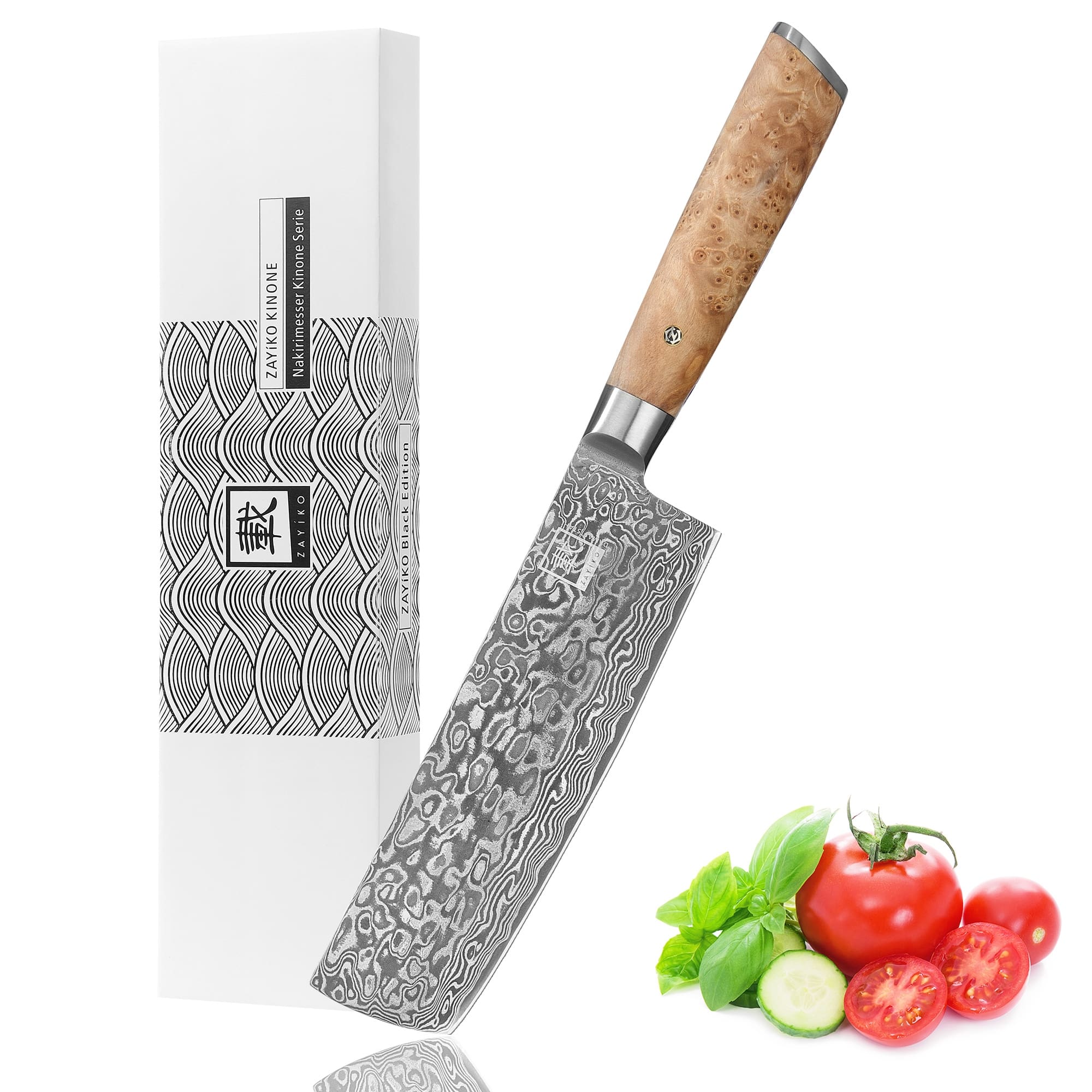 Zayiko Kinone Nakiri Messer – 17,5 cm Damastklinge