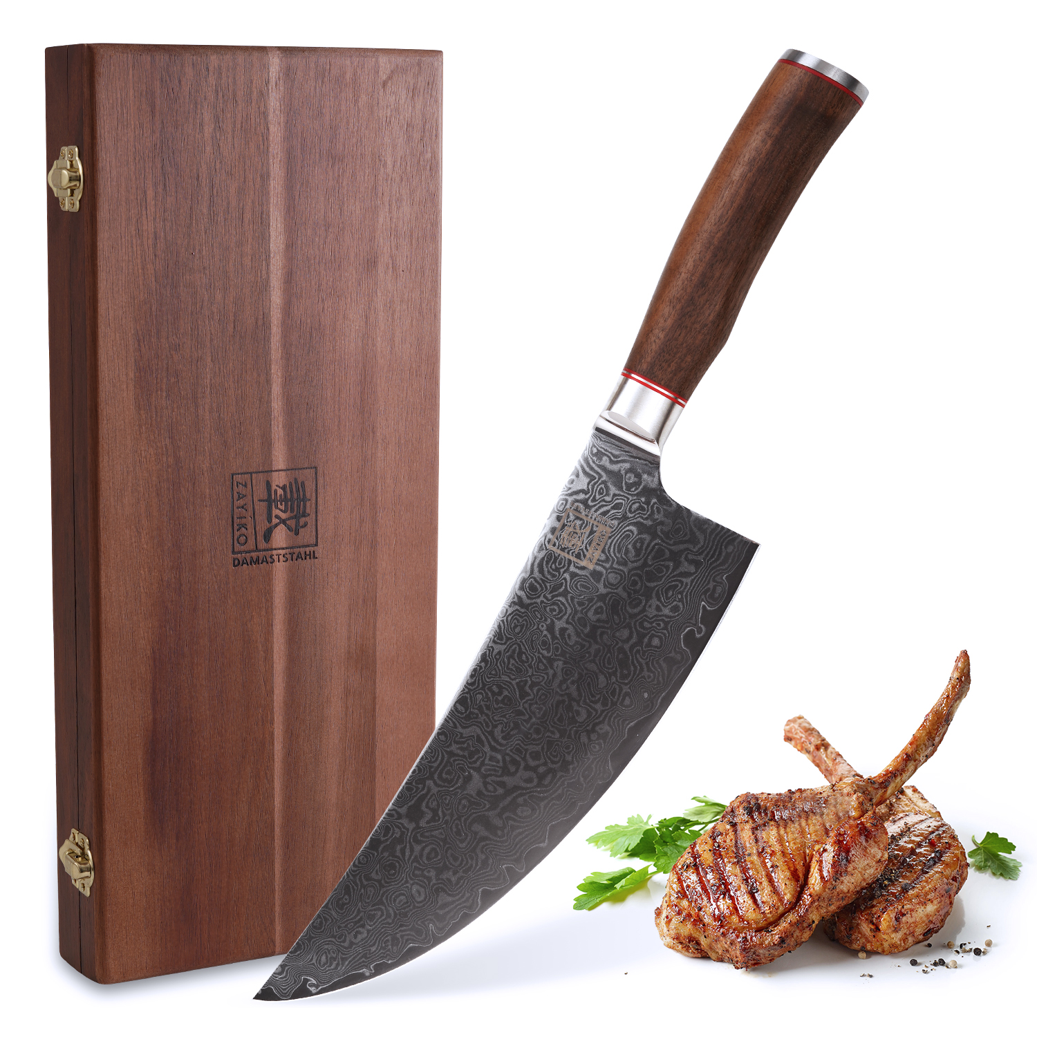 Zayiko Kurumi Chinesisches Wiegemesser - 20 cm Damastklinge