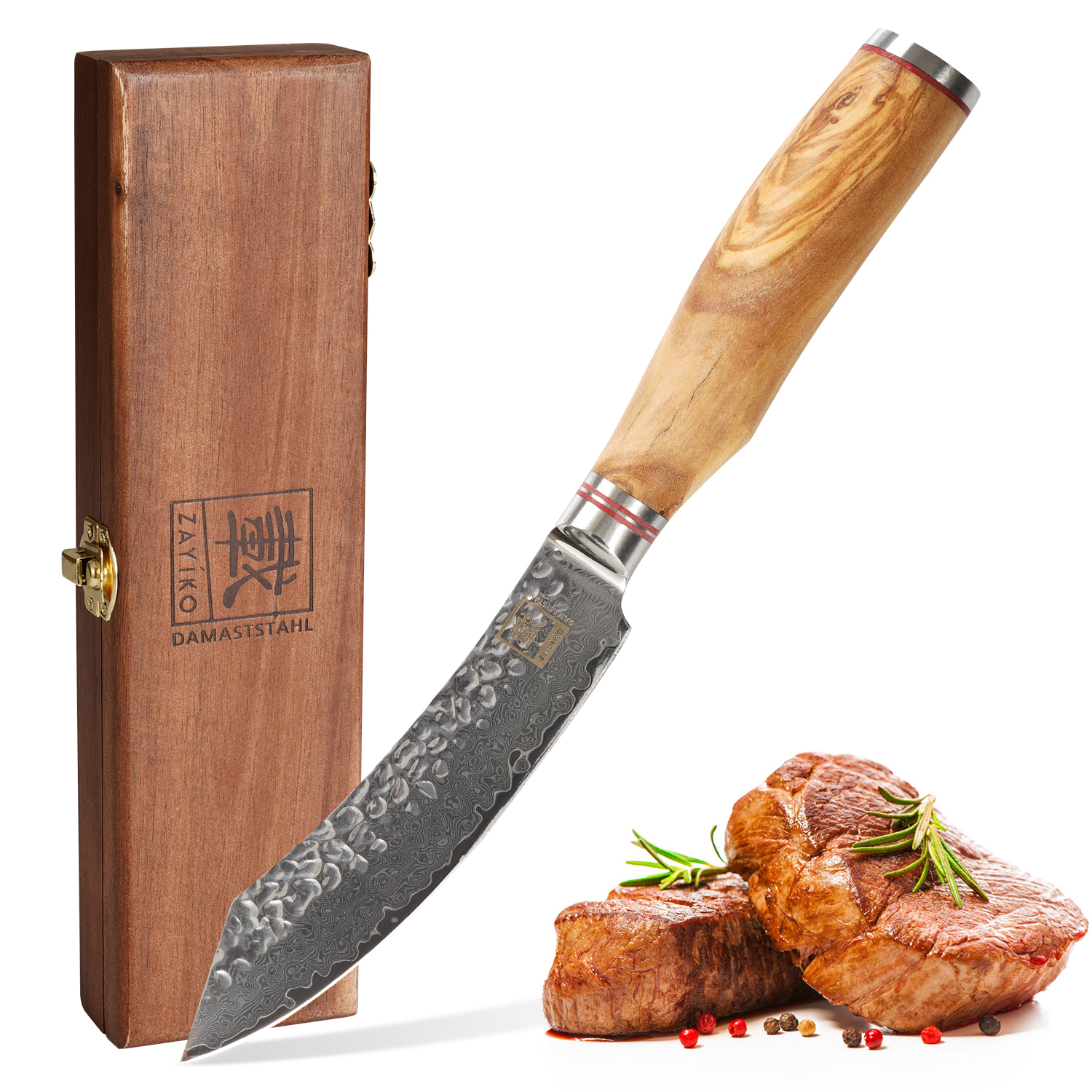 Zayiko Minami Olive Steakmesser - 12 cm Damastklinge