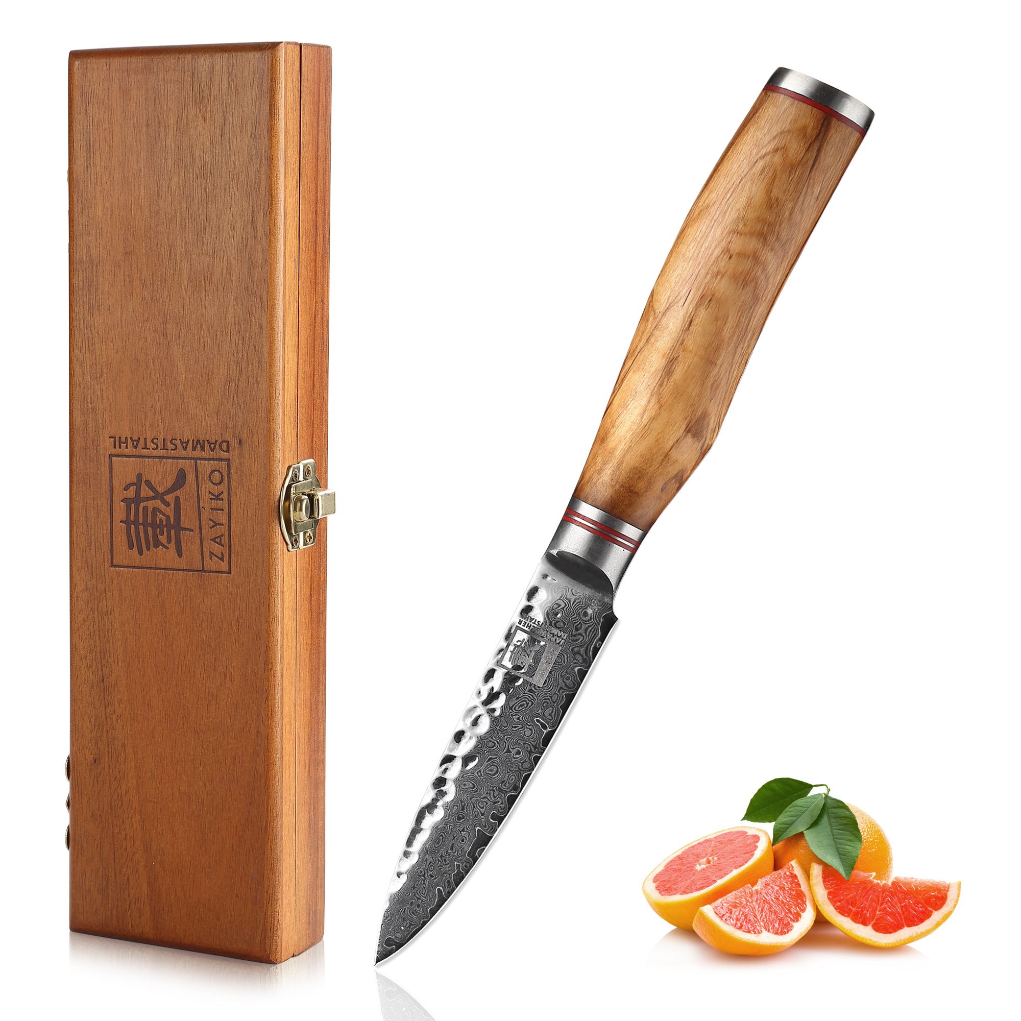 Zayiko Minami Olive Officemesser - 9 cm Damastklinge