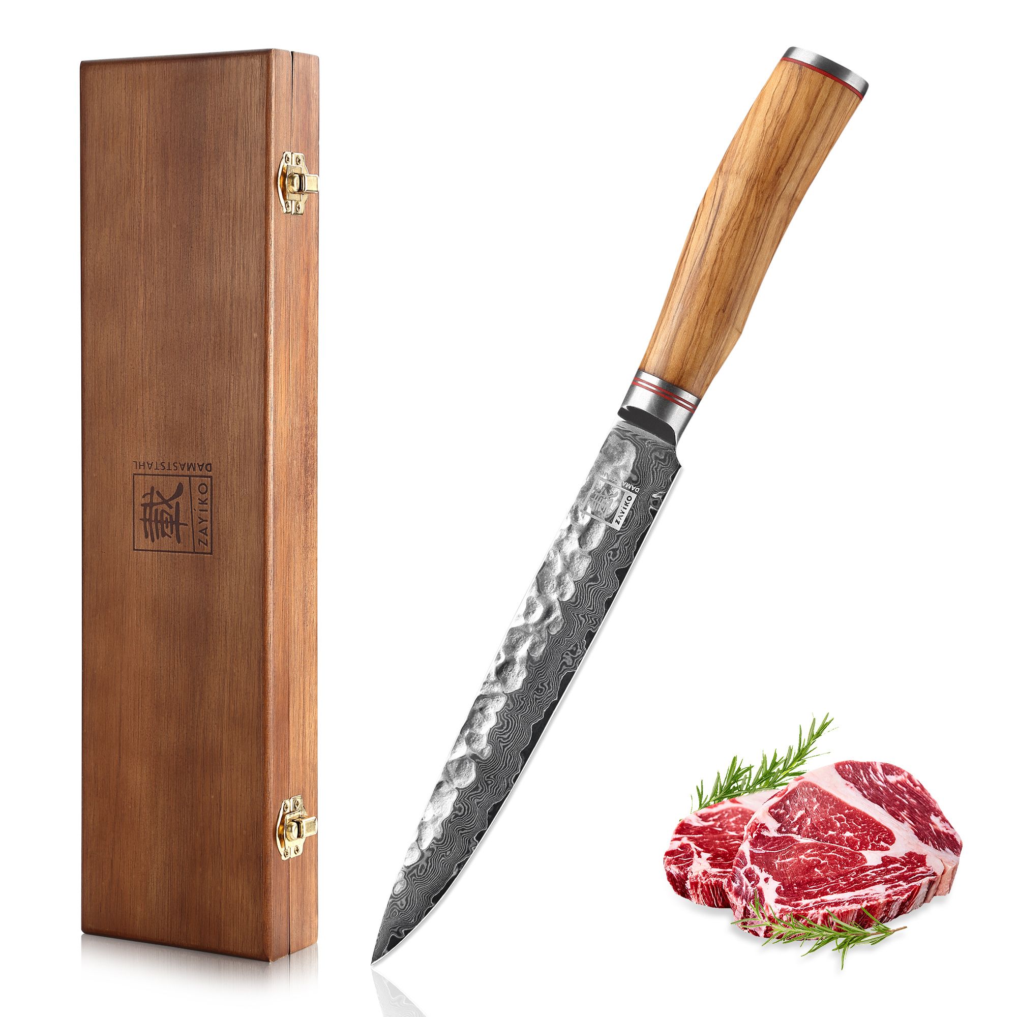 Zayiko Minami Olive Tranchier- & Fleischmesser - 20 cm Damastklinge