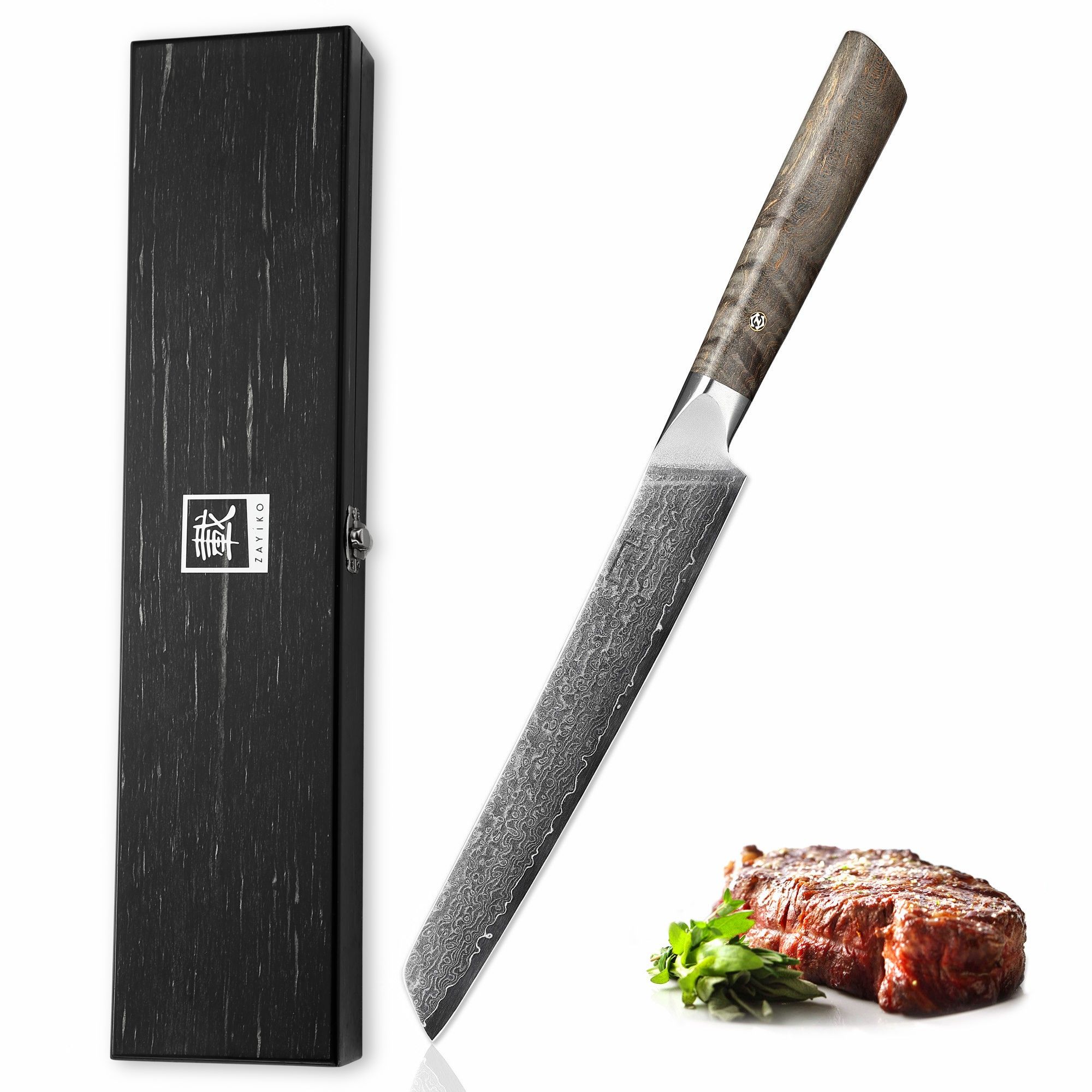 Zayiko Professional Serie Fleischmesser & Tranchiermesser – 20 cm Damastklinge