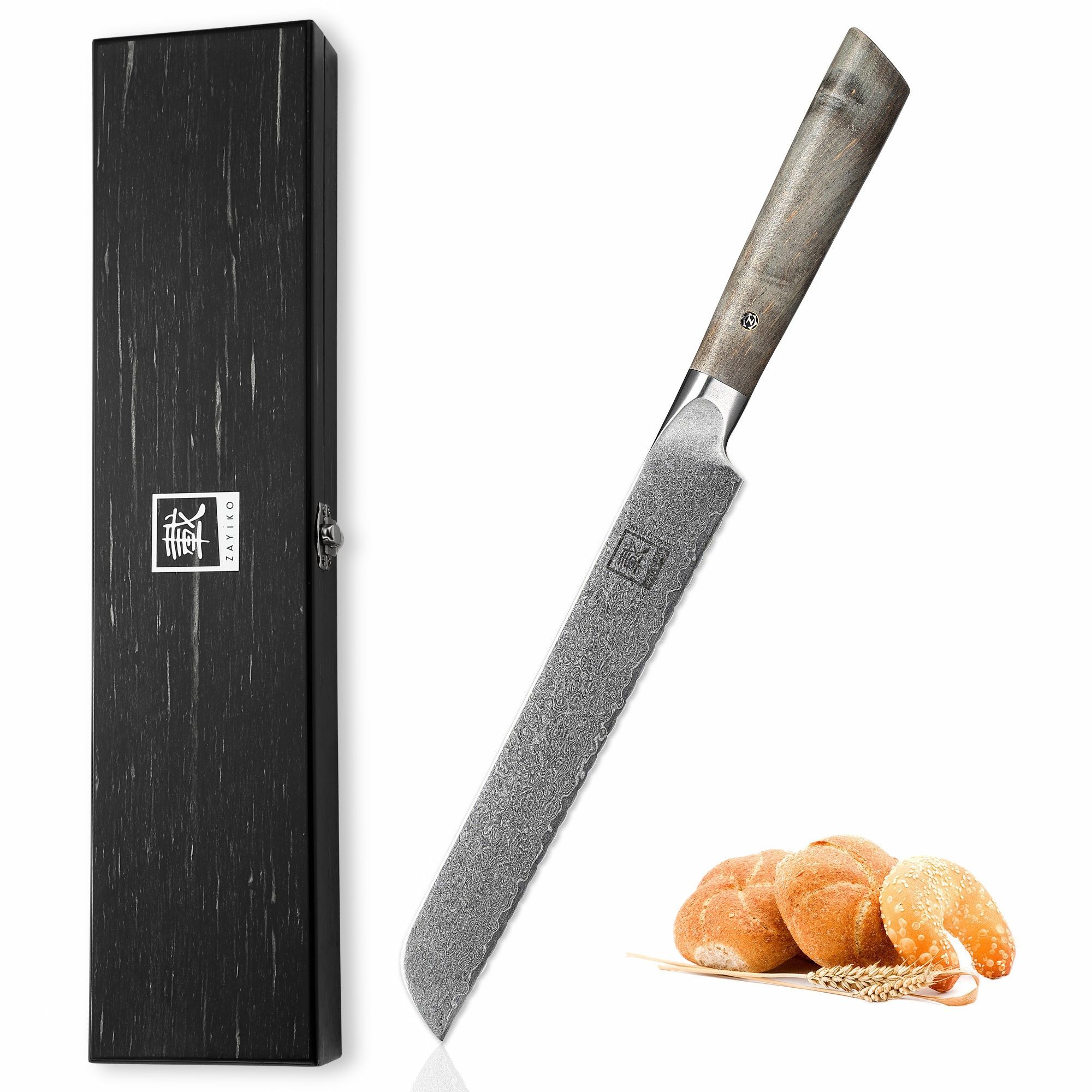 Zayiko Professional Serie Brotmesser – 20 cm Damastklinge