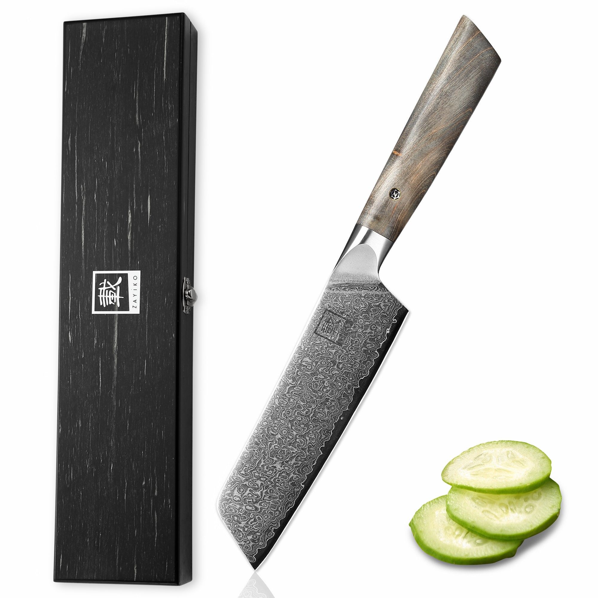 Zayiko Professional Serie Santokumesser – 16 cm Damastklinge